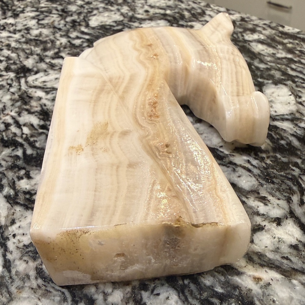 🐴 Vintage Onyx Elegant Tan Horse book end - Picture 5 of 7